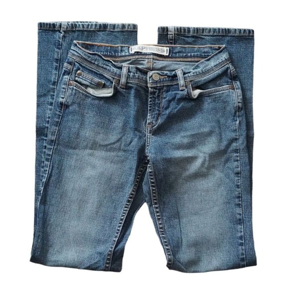 Express Jeans Stretch Low Slung Flare Womens Size 3 / 4 R Blue Denim - Picture 4 of 9